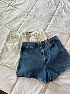 Levi’s High Waisted Mom Denim Shorts Duo - White and Blue